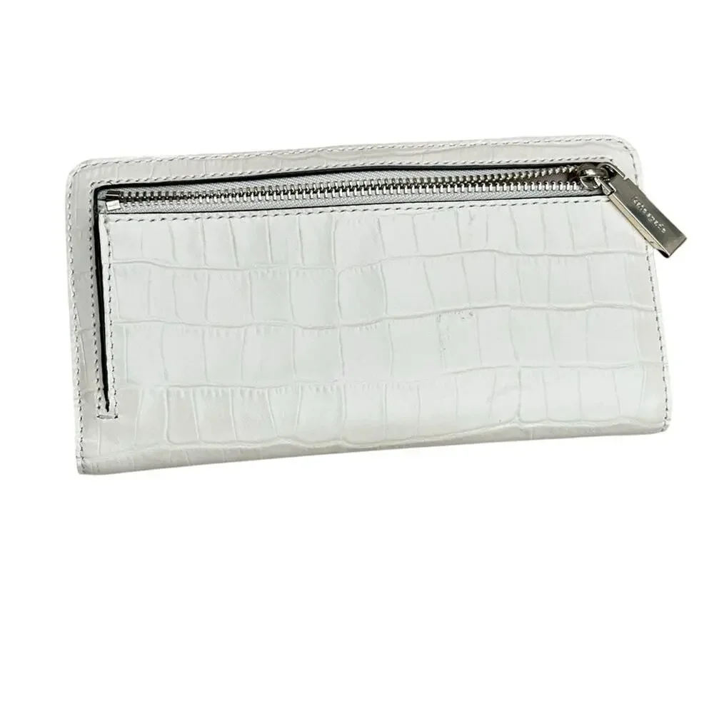 Kate Spade Ivory Dumpling Croc-Embossed Bi-fold Wallet